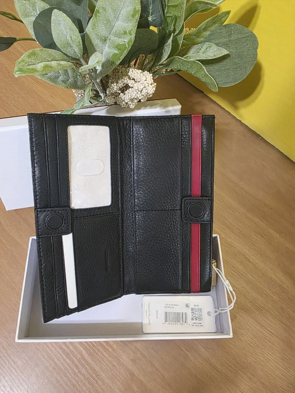 Hammitt Black Leather Zip Wallet with Gold Disc Accents